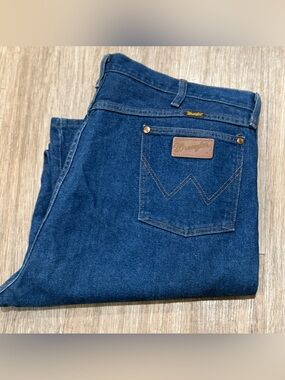 Vintage Wrangler Jeans Mens 44x34 13MWZ Made in USA Blue Dark Wash 100% Cotton